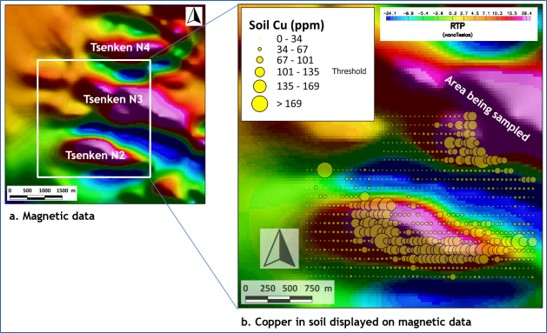 Gridded magnetic data Tsenken targets