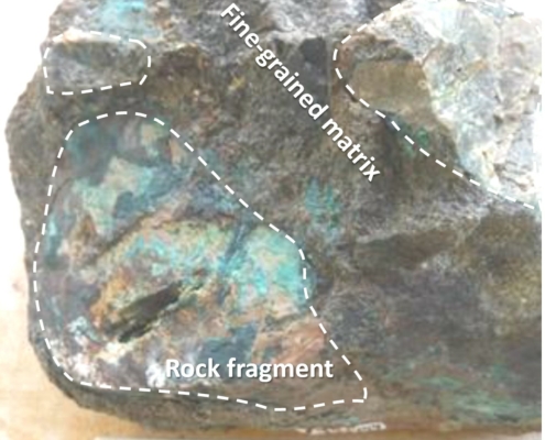 Sample showing green copper mineral